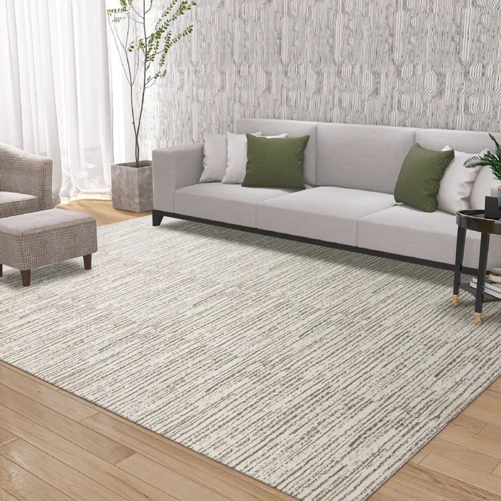 tapete sala antiderrapante 140x200 artesanal decoração bege comprimento 2 m cor caramelo desenho do tecido riscato largura 1.4 m