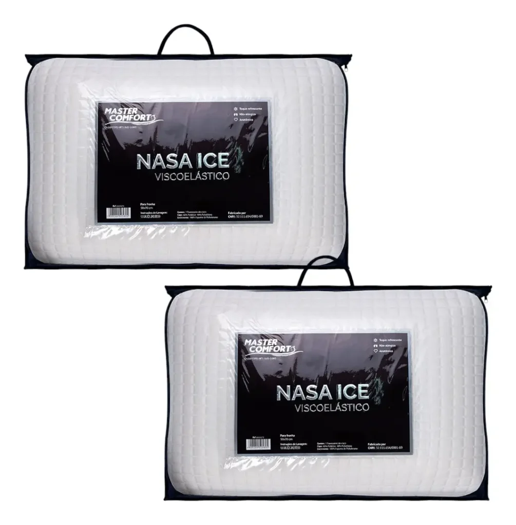 kit 2 travesseiros nasa visco ice refrescante
