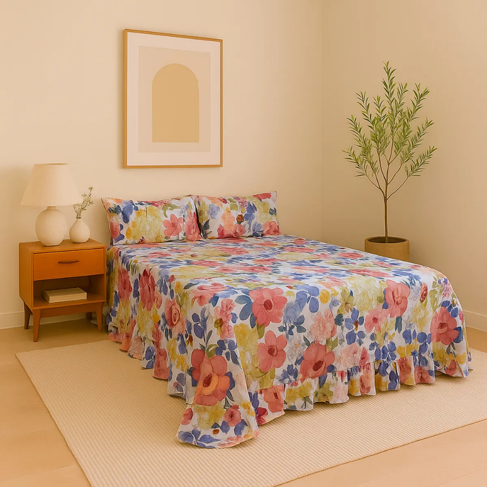 colcha premium essence queen 2,40 x 2,65cm 3 peças 400 fios