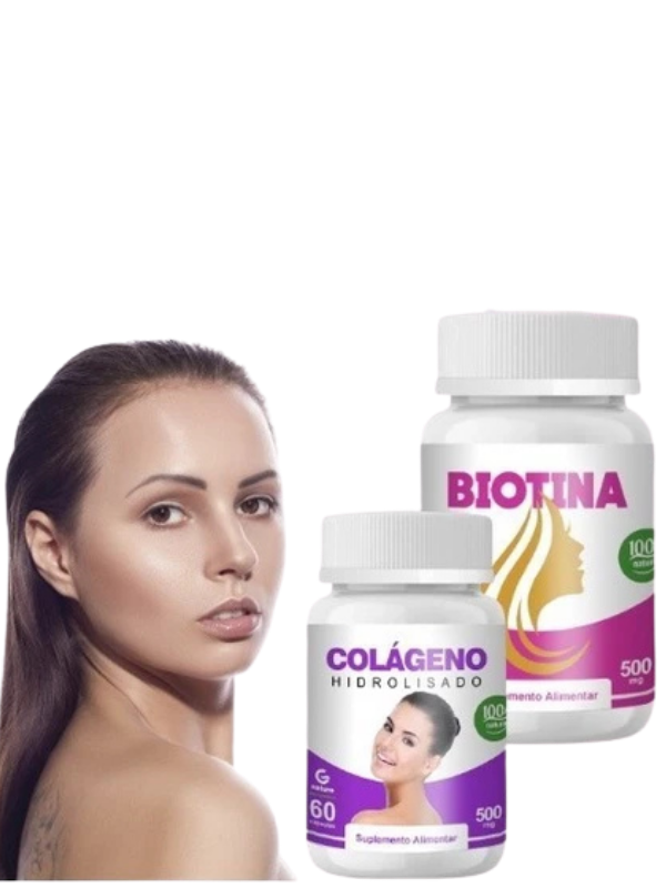 kit biotina 60 cáps + colágeno 60 cáps envio imediato