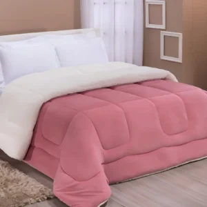 edredom casal queen coberdrom sherpa cor rose